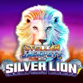 Stellar Jackpots with Silver Lion online game logo by Lightning Box Game on dynabetcasino.eu